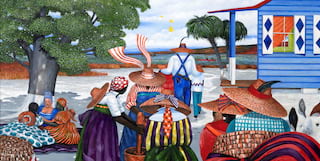 Painting showing Gullah people. Communal, 2019 Oil on Canvas 36” x 48” © Jonathan Green